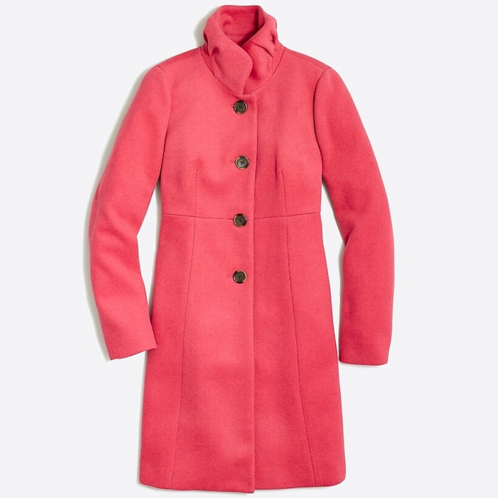 J.Crew Uptown Dress Coat in Pink Coral Red